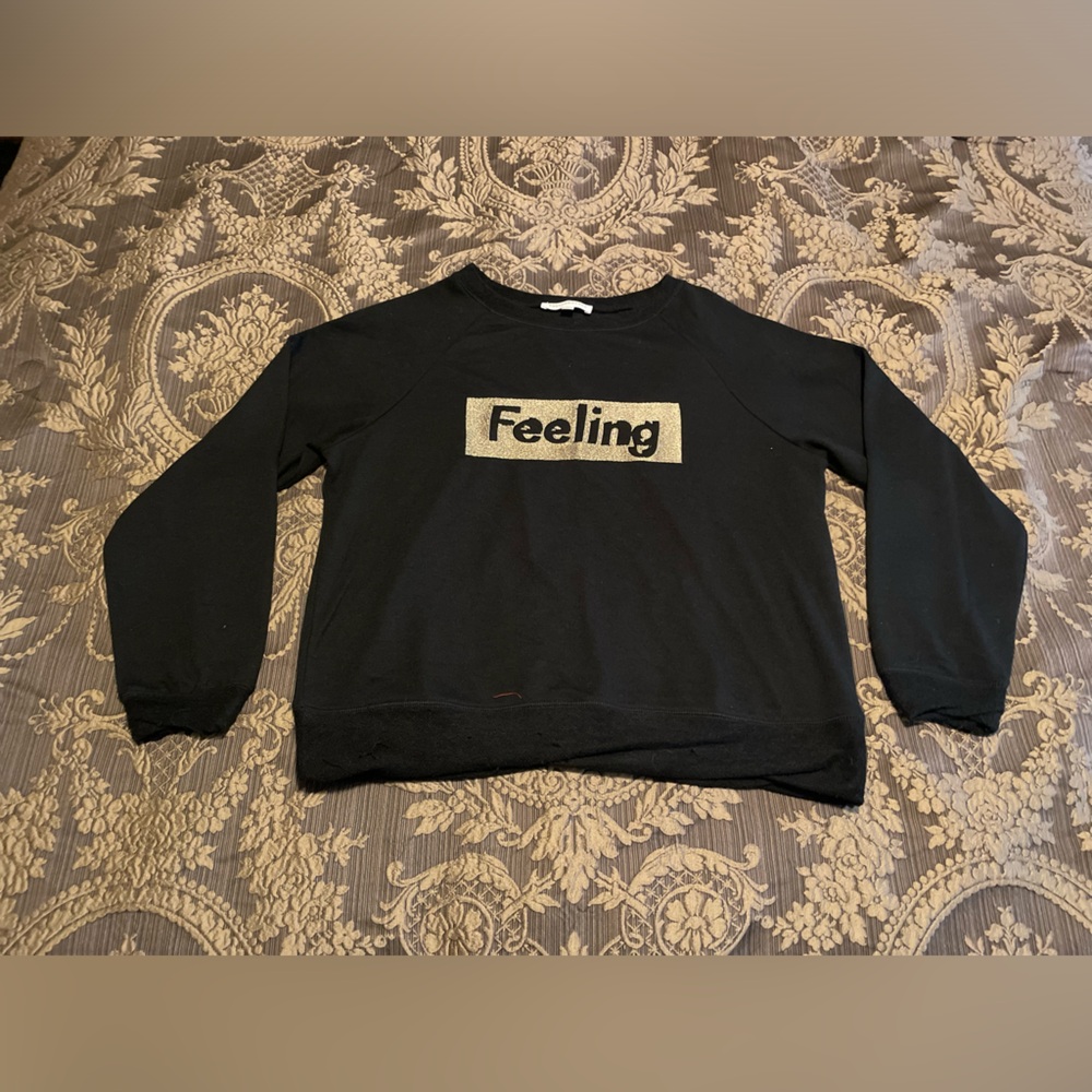 DANCE & MARVEL SWEATER/ Woman’s size Large  "Feeling" Boxed Logo Great Condition